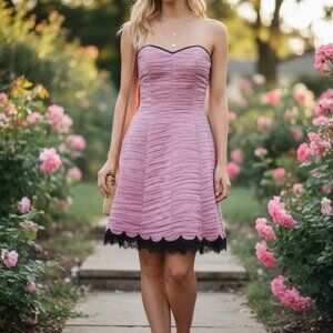 Jessica McClintock Vintage 90s Lilac Strapless Tulle Formal Dress Size